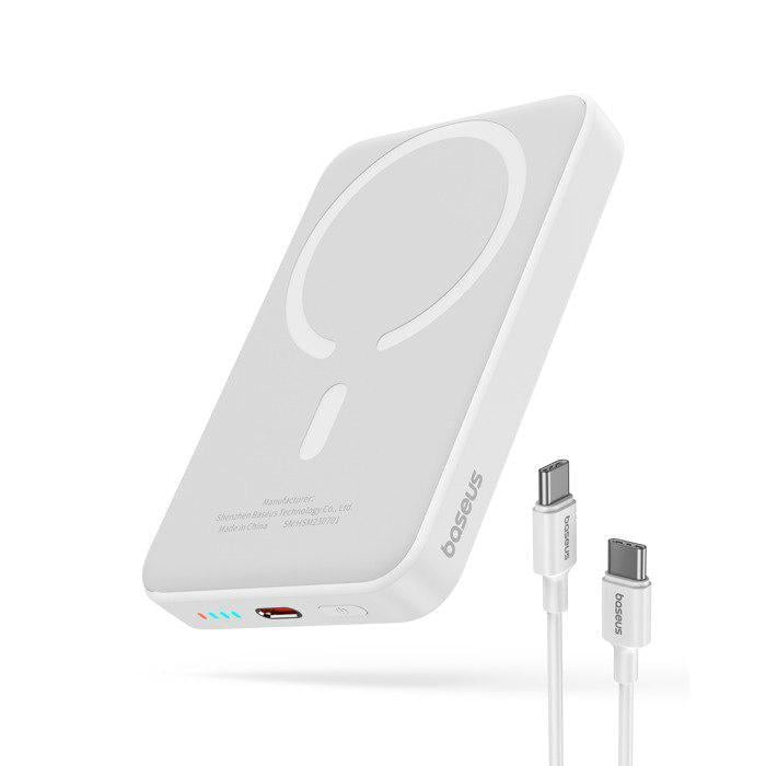 Повербанк BASEUS Magnetic Mini Air Wireless Fast Charge 10000mAh 20W с кабелем White (P10059001223-00)