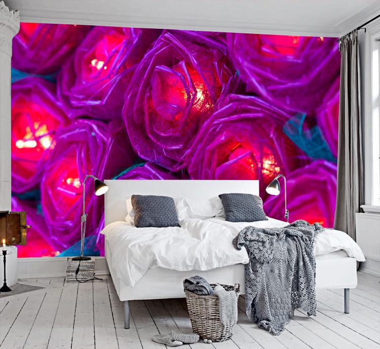 Фотообои 3D флизелиновые цветочные для спальни/зала/кухни Светящиеся цветы