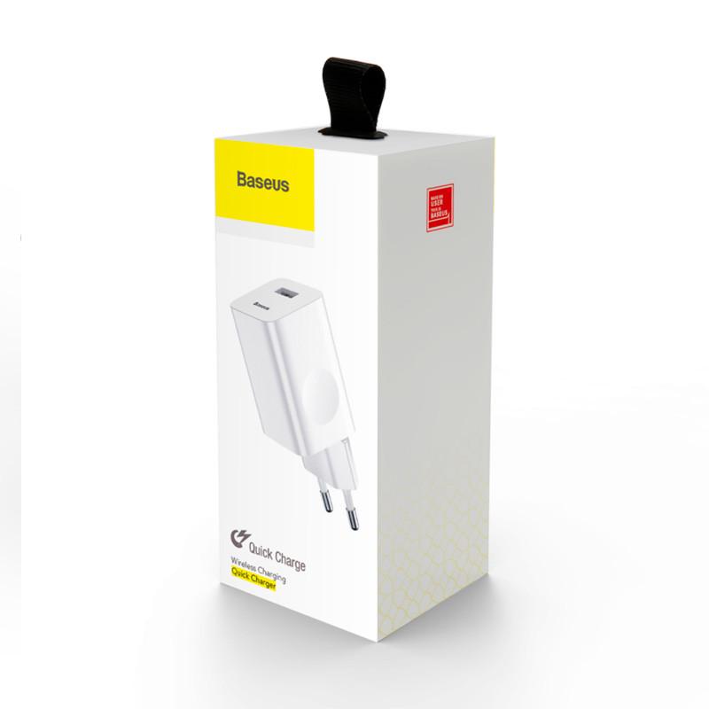 Мережевий зарядний пристрій Baseus For Qi Quick Charge 1 USB 2.4A QC 3.0 White - фото 3