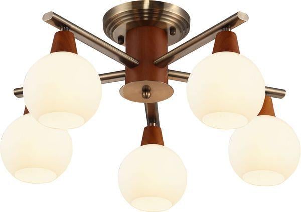 Светильник потолочный Altalusse INL-9335C-05 E14 5x40 Вт Antique brass/Walnut