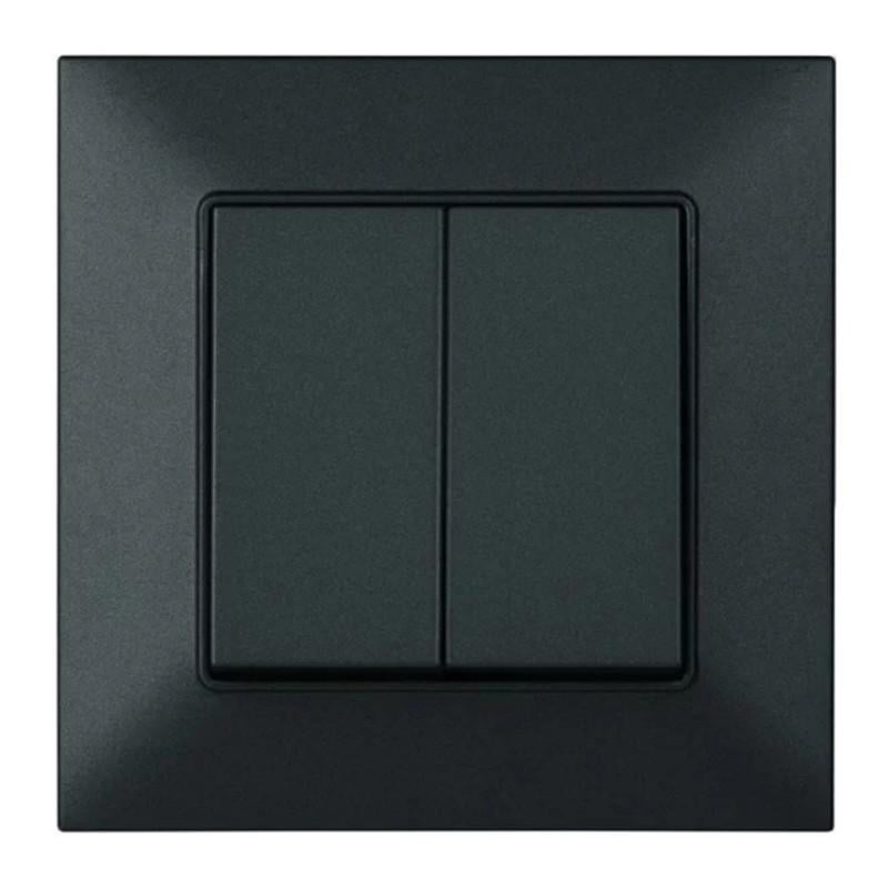 Выключатель 2-клавишный Panasonic Arkedia Slim Черный (23815332)