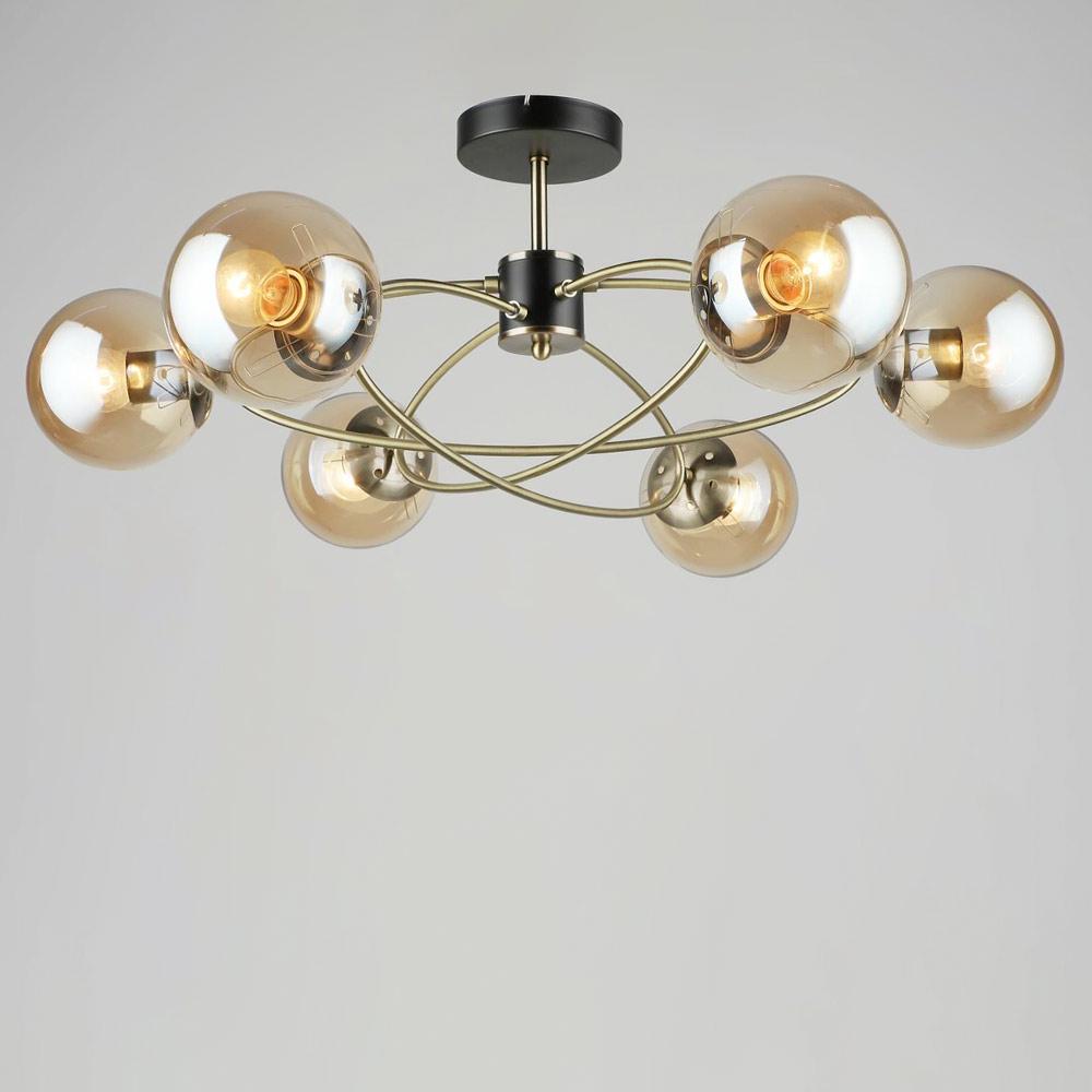 Люстра стельова молекула Light House SRS-19638/6 Чорний/Бронзовий/Бурштиновий