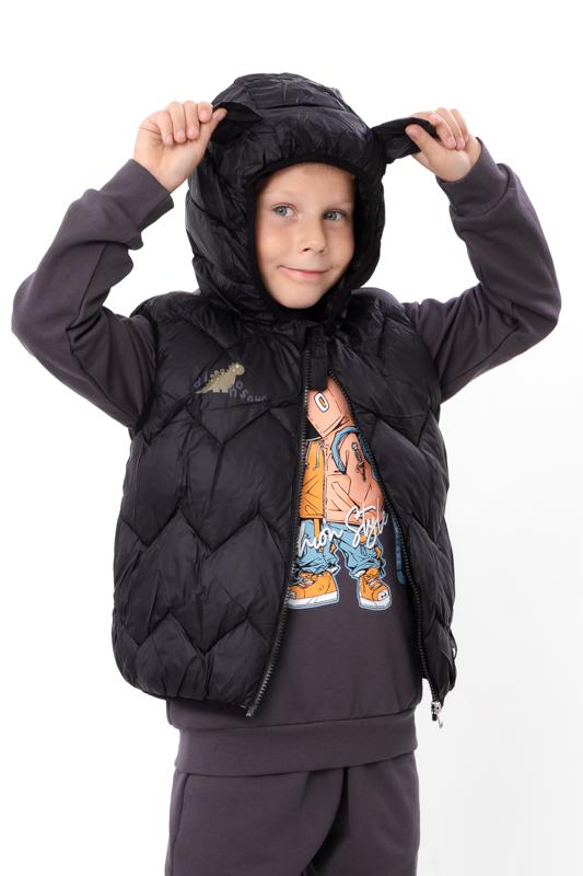 Жилетка демісезонна дитяча унісекс з вушками на капюшоні Носи Своє 100 см Чорний (14277) Жилетка демісезонна дитяча унісекс з вушками на капюшоні Носи Своє 100 см Чорний (14277)
