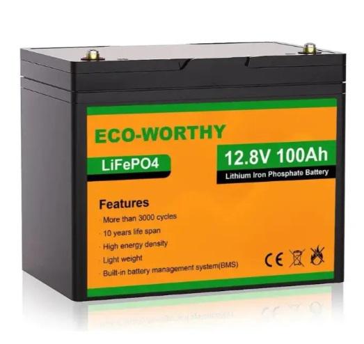 Акумулятор ECO-WORTHY LiFePO4 літій-залізо-фосфатний із вбудованим BMS 12V 100ah