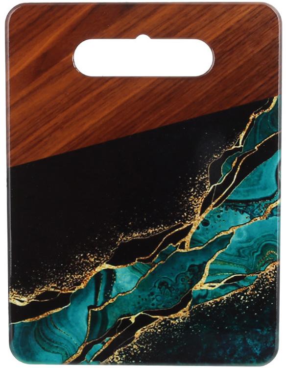 Подставка керамическая для горячей посуды Зеленый Мрамор на пробковой основе 15х20 см (BD-858-701)