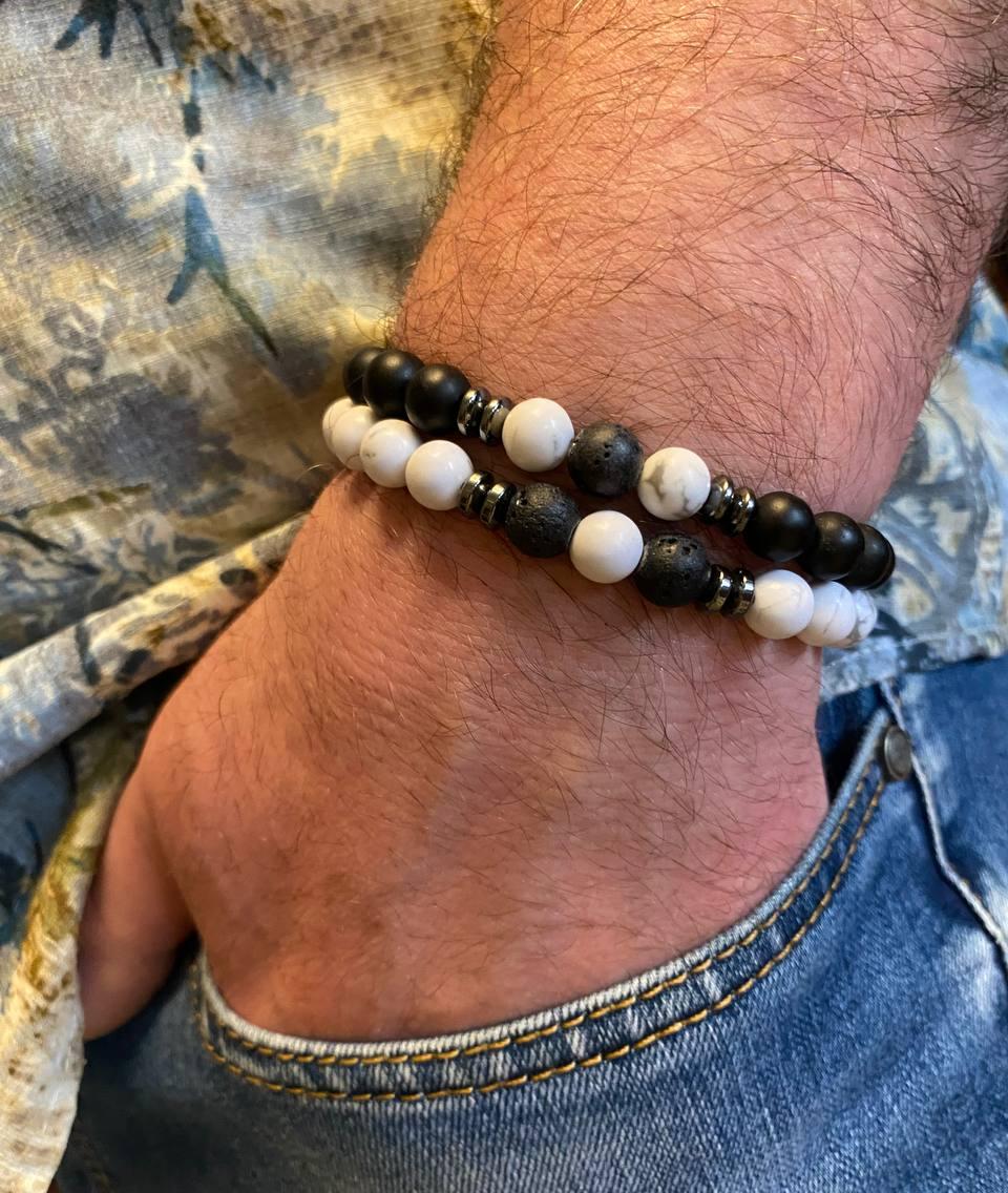 Браслет LITAURS из натуральных камней шунгит/хаулит и металлическими вставками 2 шт. М 15-17 см (250208) - фото 6 Браслет LITAURS из натуральных камней шунгит/хаулит и металлическими вставками 2 шт. М 15-17 см (250208) - фото 6