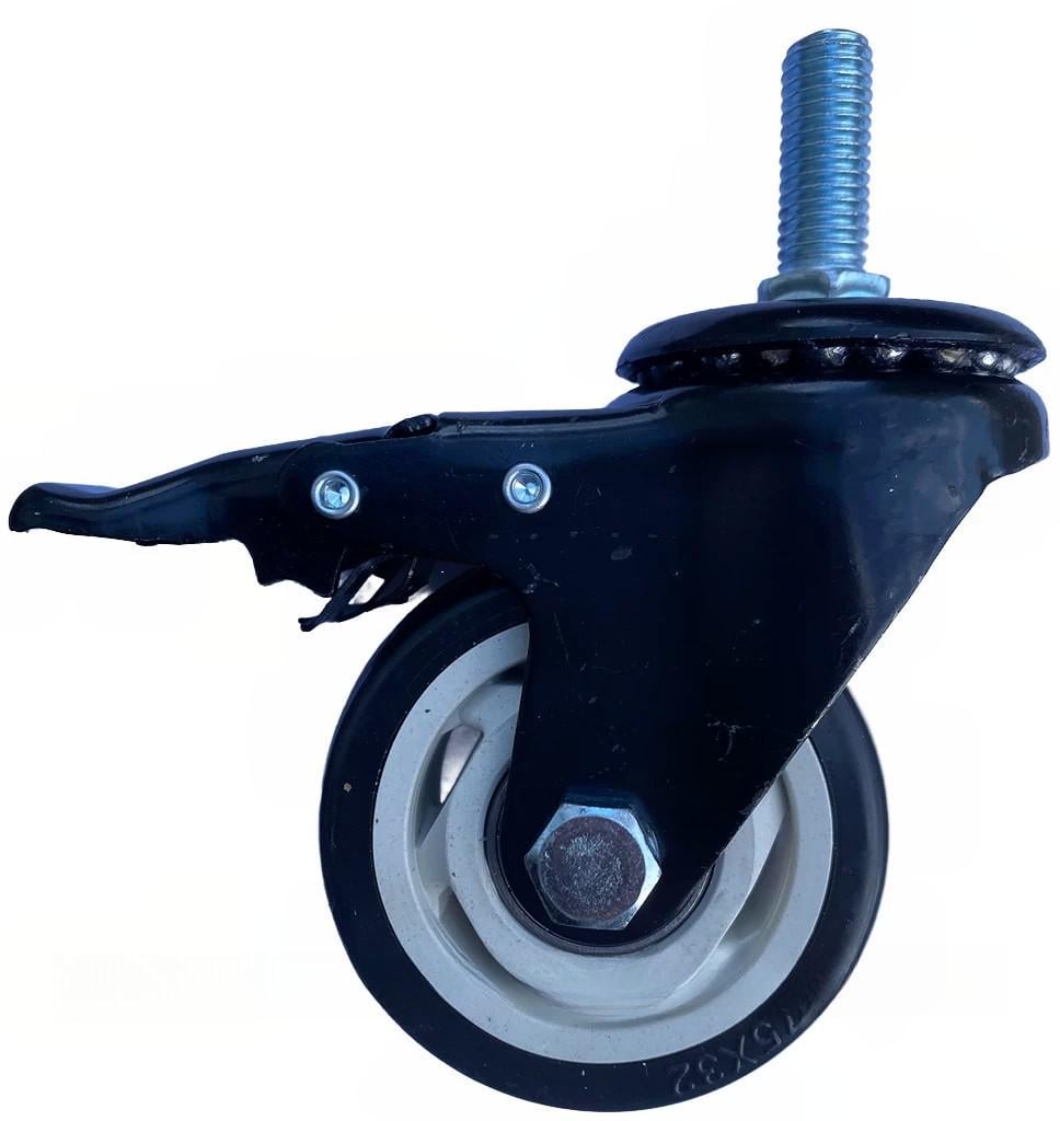 Ролик поворотный с тормозом с болтом М12 d 75 мм (2350132907) - фото 2 Ролик поворотный с тормозом с болтом М12 d 75 мм (2350132907) - фото 2