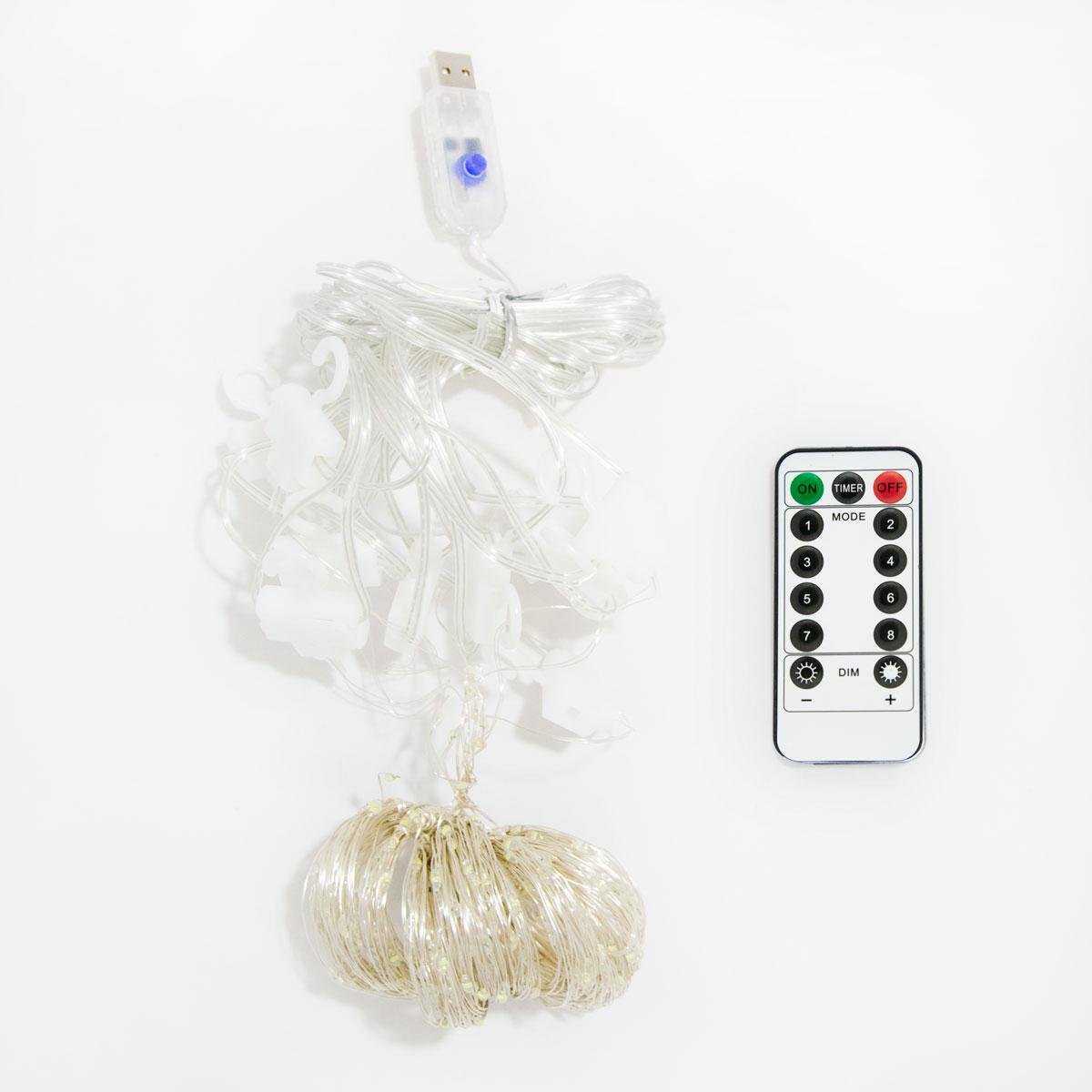 Штора гирлянда капля росы от USB 3,2х3 м LED Copper Lamp Холодный белый (1009624-White)