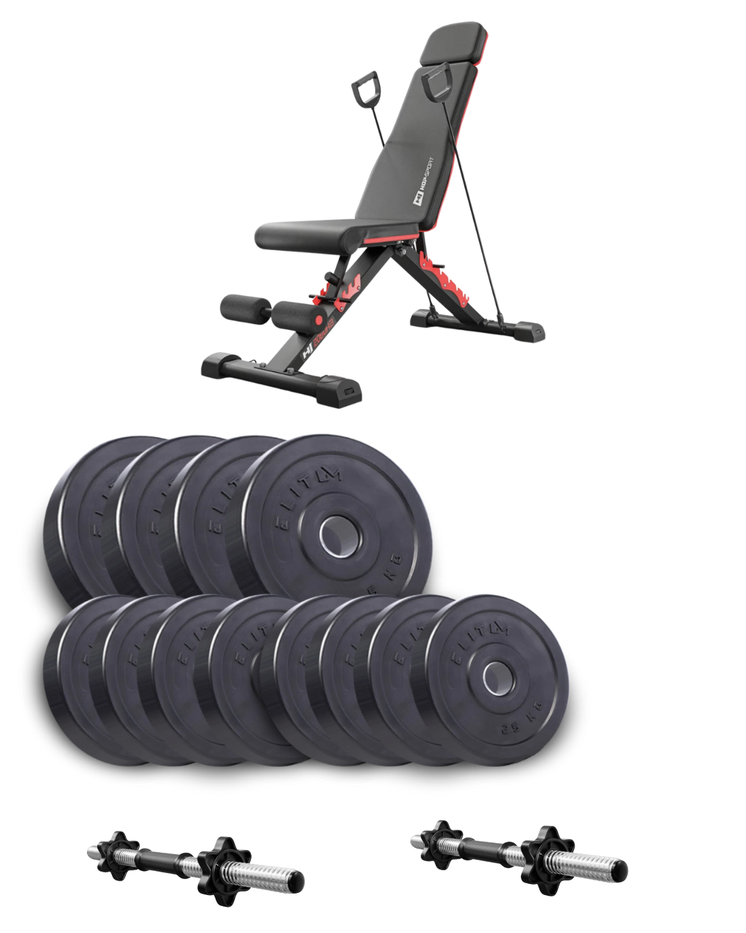 Гантели со скамьей Elitum Titan Hop-Sport HS-2080 НВ 2х21 кг (4483)