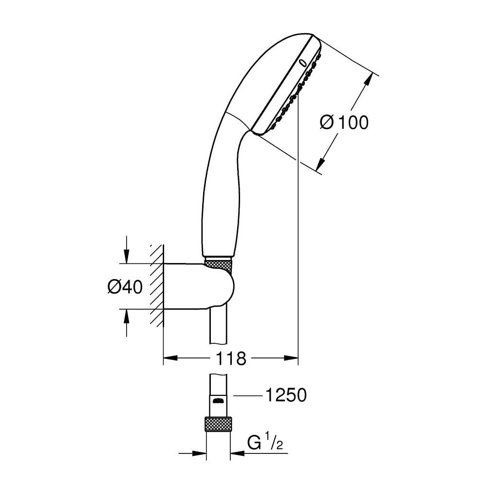 Душевой комплект Grohe Tempesta 100 26164001 Хром (111290) - фото 2