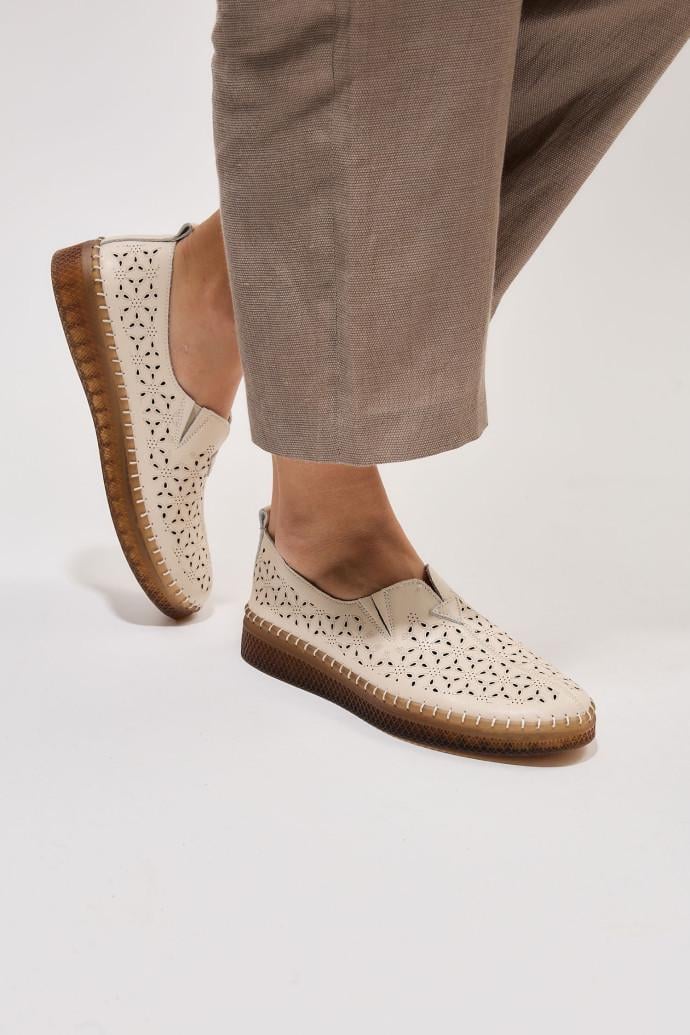 Мокасины женские ALLSY кожаные р. 39 Бежевый (195196) - фото 4