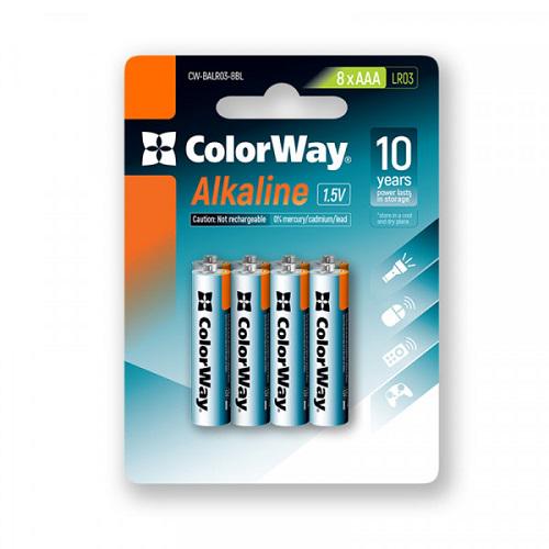 Батарейки СolorWay CW-BALR03-8BL AAА/LR03 Alkaline Power BL 8 шт. (11760027)