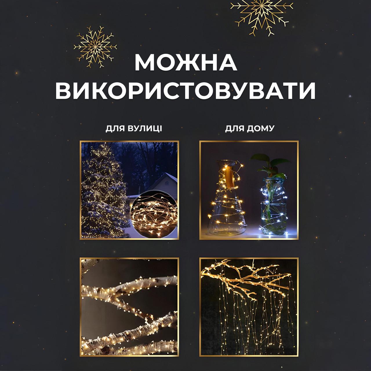 Гірлянда роса на пульті 1000 LED крапля на білому дроті 100 м Жовтий (1000L100MWY) - фото 4 Гірлянда роса на пульті 1000 LED крапля на білому дроті 100 м Жовтий (1000L100MWY) - фото 4