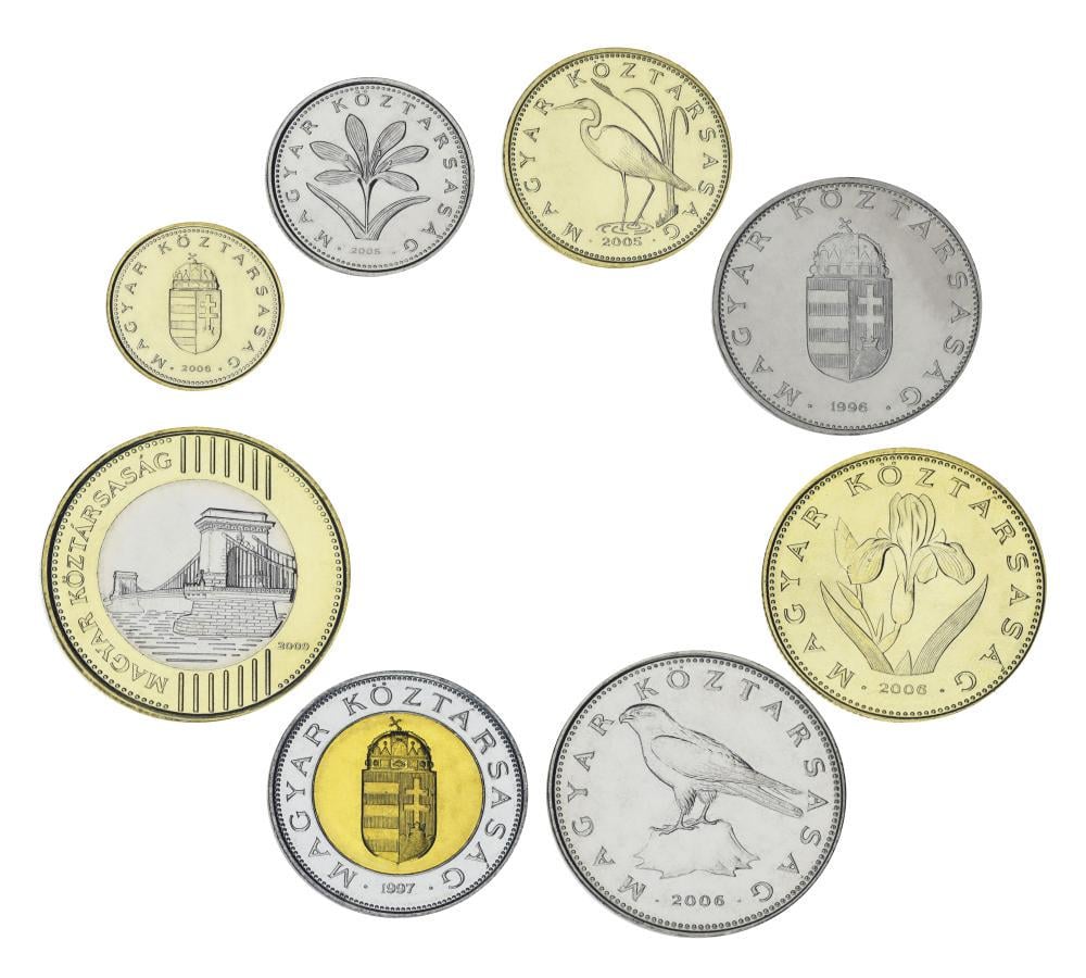Коллекционные монеты Венгрия 8 шт. 1996-2006 UNC 1/2/5/10/20/50/100/200 форинтов (М20867) Коллекционные монеты Венгрия 8 шт. 1996-2006 UNC 1/2/5/10/20/50/100/200 форинтов (М20867)