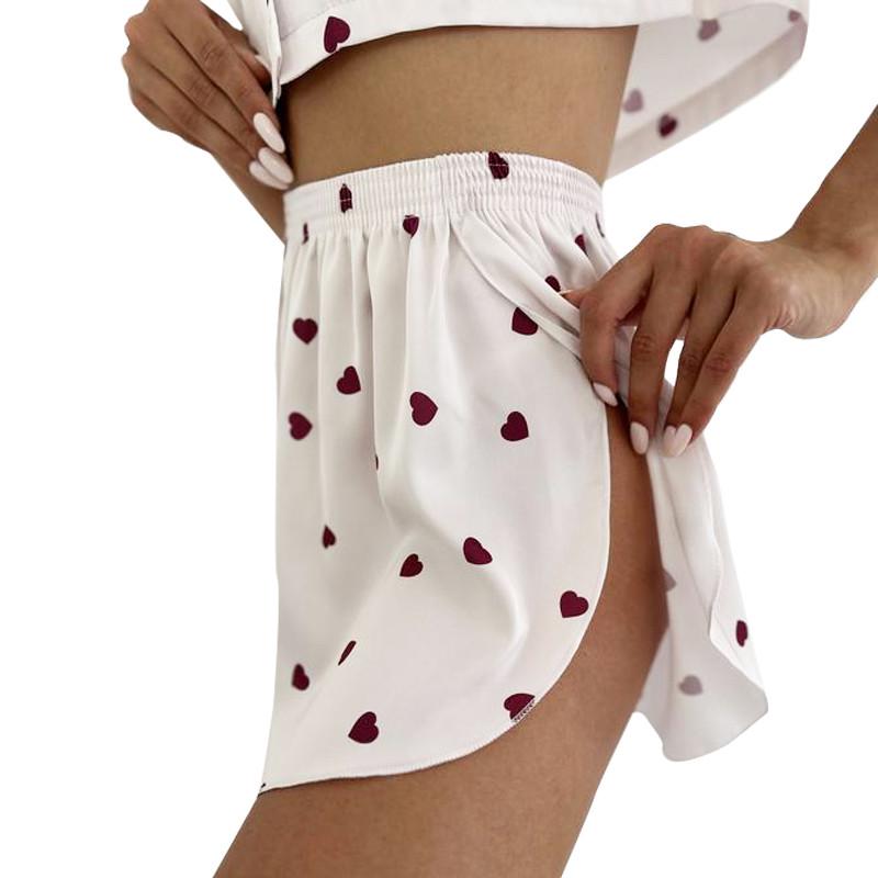 Пижама женская Lesko 2S5247B Сердечки рубашка и шорты S Белый (27639443) - фото 3