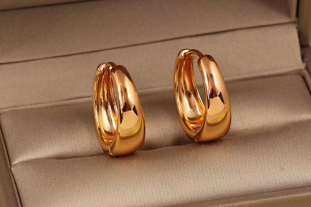 Серьги кольца Xuping Jewelry расширены снизу 2 см Золотистый (2496432406)