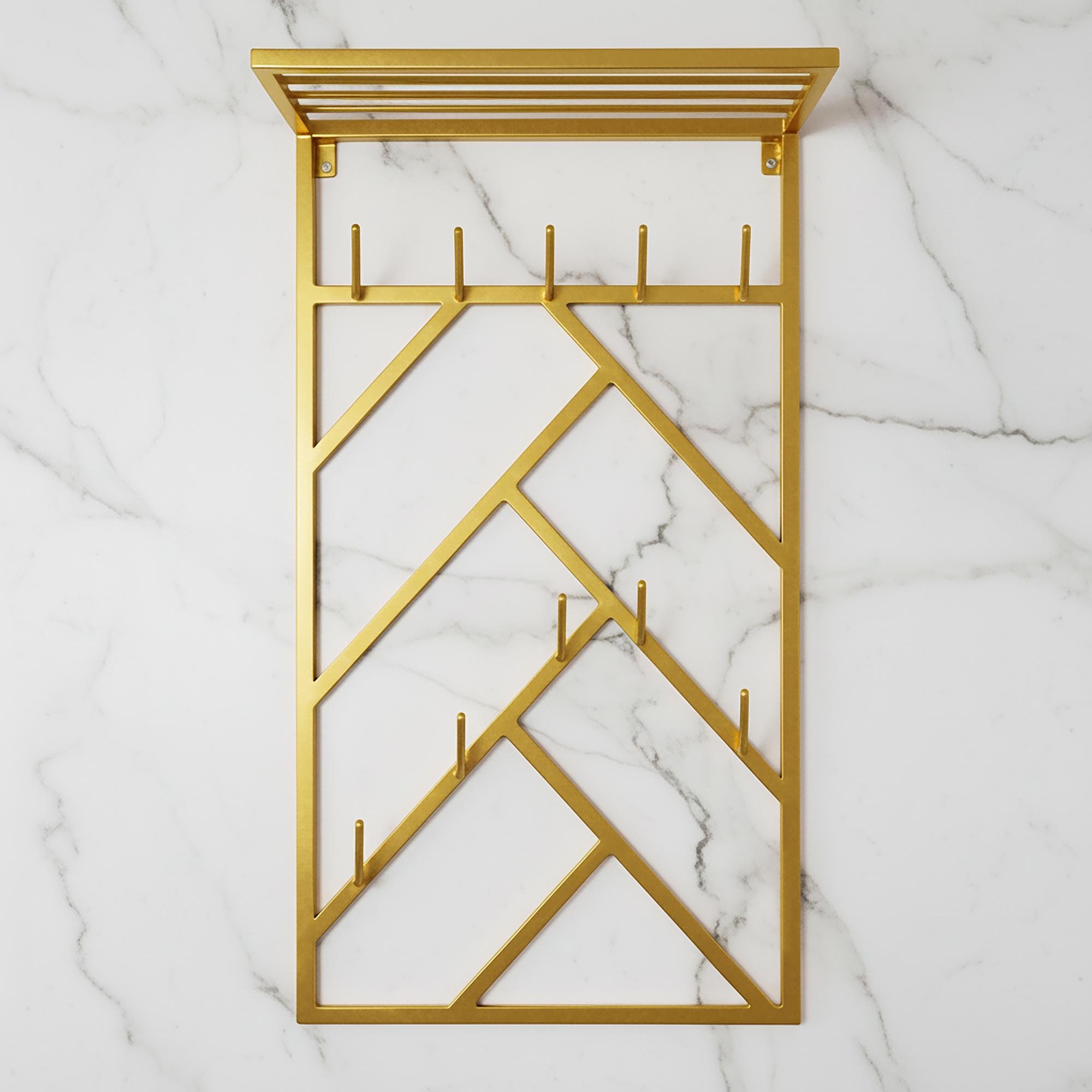 Вешалка для одежды настенная из металла Scandi 600x200 мм H 1000 мм Золотой (1553) Вешалка для одежды настенная из металла Scandi 600x200 мм H 1000 мм Золотой (1553)