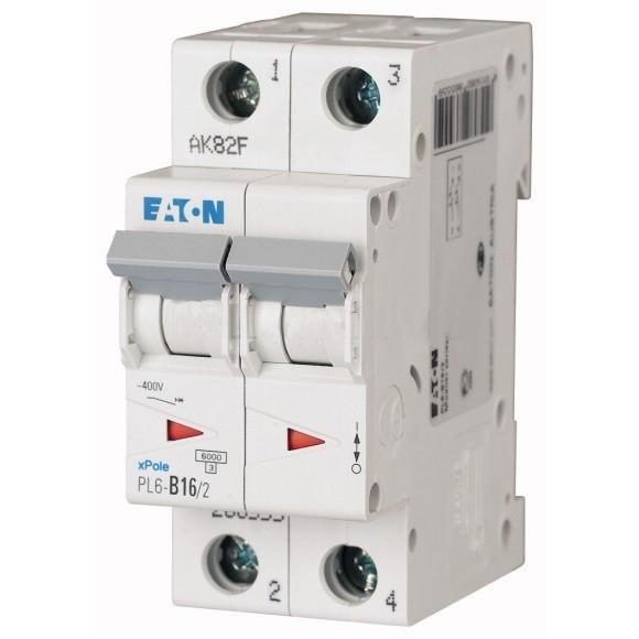 Автоматический выключатель PL6 C16 2p 6 кА Eaton Moeller (286567)