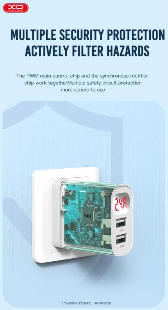 Устройство зарядное Xo L95 2 USB 2,4A кабель micro-USB White (36835) - фото 3