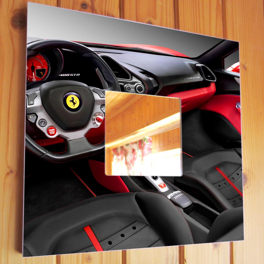 Зеркало декоративное Салон авто Ferrari 260х260 мм (M03847)