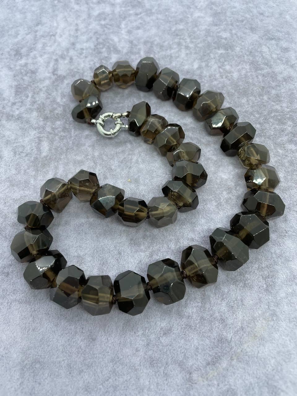 Бусы дымчатый кварц 45 см Коричневый (9780)