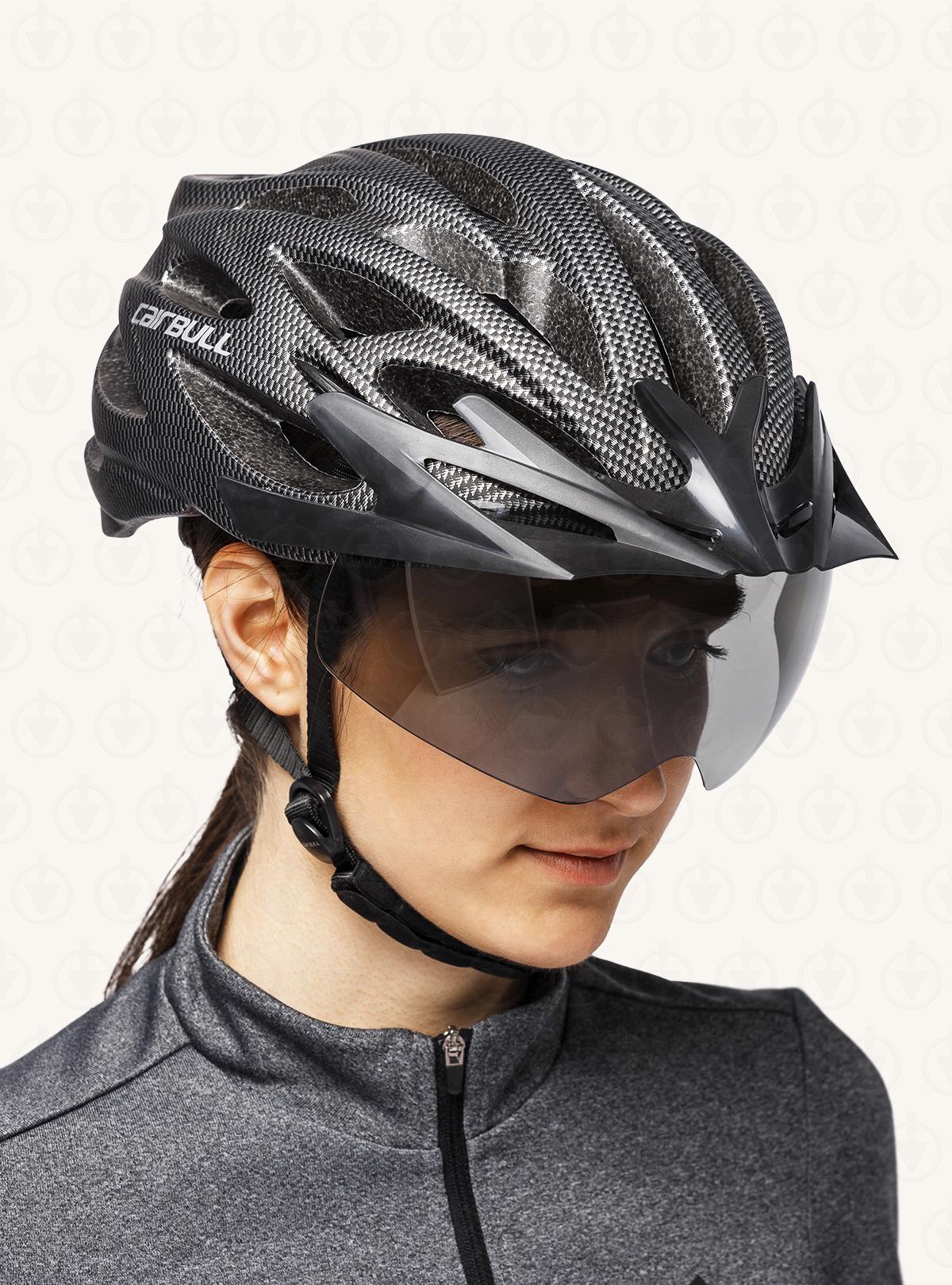 Велошлем з візором та ліхтарем унісекс Cairbull Сірий 73586) - фото 1