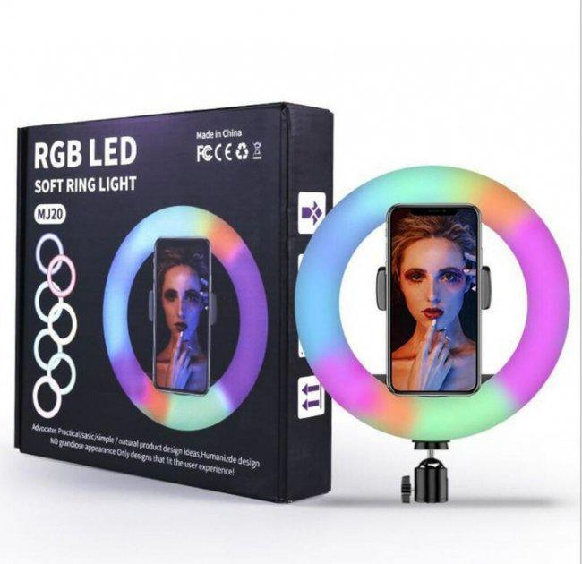 Кільцева лампа Ring Light MJ20 RGB LED 20 см зі штативом і тримачем для телефону - фото 2