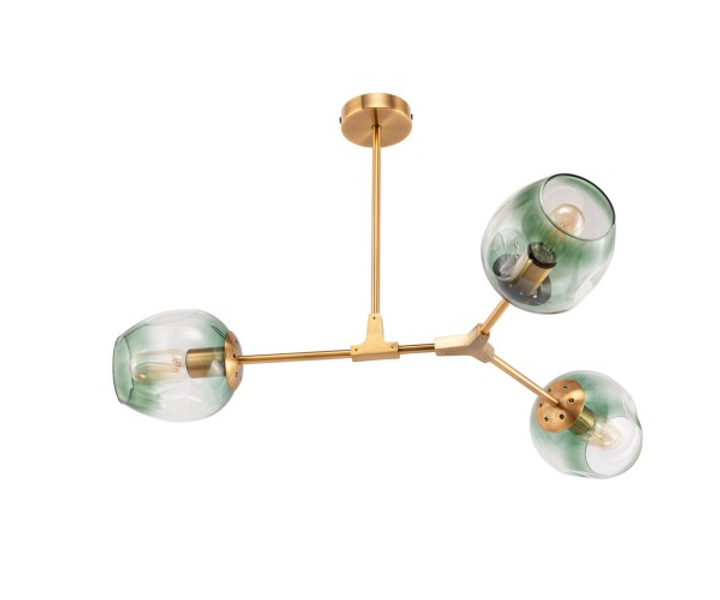 Светильник потолочный Tulpan Gold со стеклянным плафоном Green (CL-00101/G+GREEN)