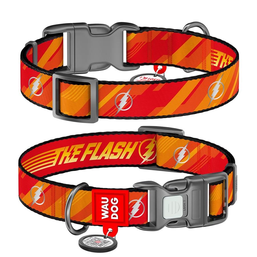 Ошейник для собак с QR-паспортом Waudog Nylon Флеш Лого светоотражающий пластиковый фастекс L 25 мм 33-49 см Orange (282-1083) Ошейник для собак с QR-паспортом Waudog Nylon Флеш Лого светоотражающий пластиковый фастекс L 25 мм 33-49 см Orange (282-1083)
