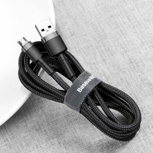 Кабель Baseus Cafule Cable USB for Micro 2.4A 1 м Gray/Black - фото 3