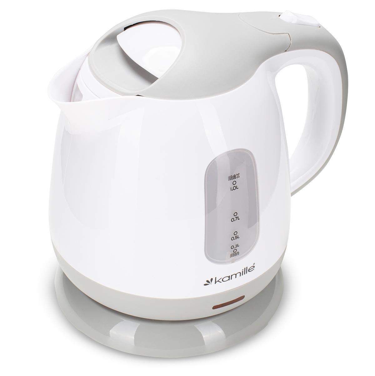 Электрочайник на подставке Kamille KM-1719В пластиковый с индикатором уровня воды 1100 W 1 л Бело-серый (124-84-1719В) - фото 2 Электрочайник на подставке Kamille KM-1719В пластиковый с индикатором уровня воды 1100 W 1 л Бело-серый (124-84-1719В) - фото 2