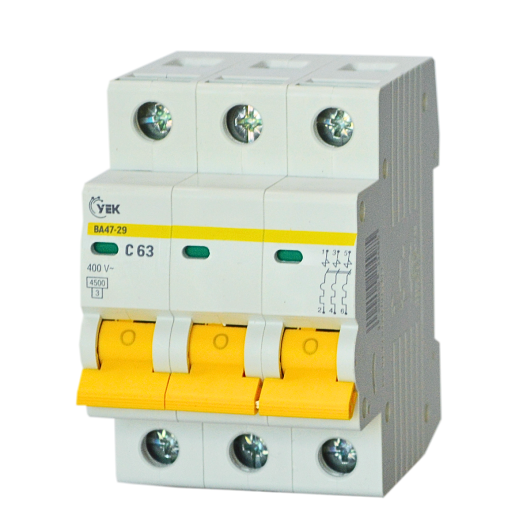 Вимикач автоматичний УЕК ВА47-29 3P 63A 4,5 кА C (MVA20-3-063-CU)