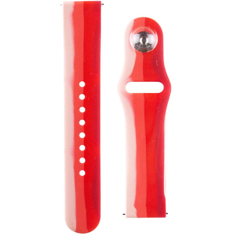 Ремешок силиконовый Rainbow для Xiaomi Amazfit/Samsung 20 мм Pink/Red