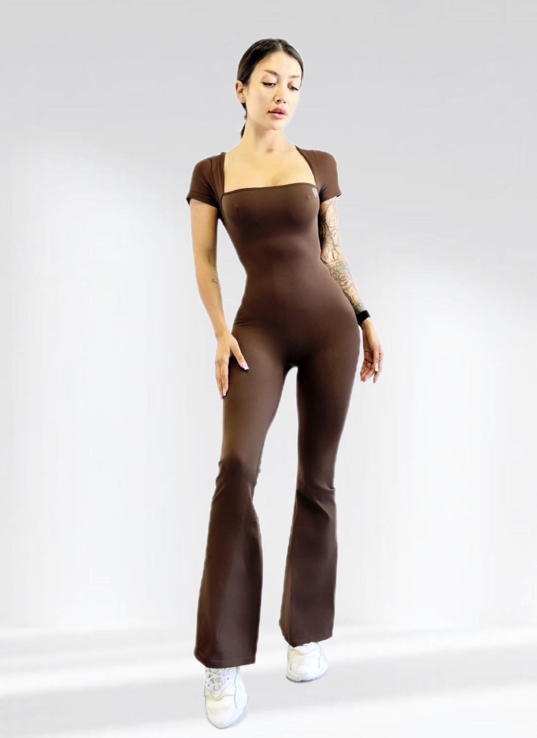 Комбинезон женский спортивный LILAFIT клеш M Коричневый (LFJ000062)