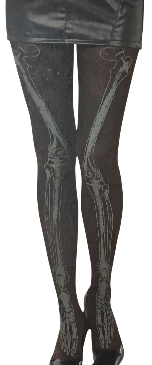 Женские колготки Скелетик на Хэллоуин принт светящийся в темноте 40 den L р. 46-48 Черный (L0556)