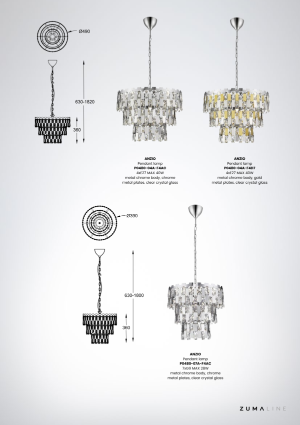 Люстра Zuma Line P0480-07A-F4Ac Anzio (9316708) - фото 3