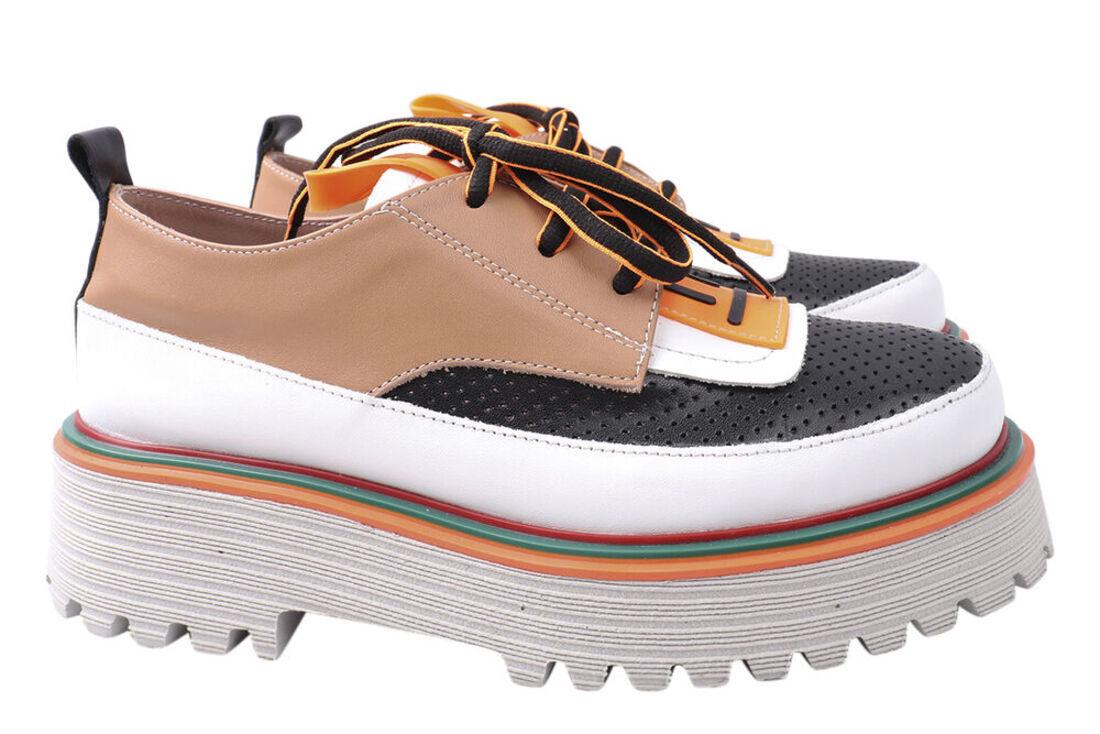 Туфли женские Aquamarin из кожи на платформе на шнуровке р. 39 Разноцветный (1905-21DTC)