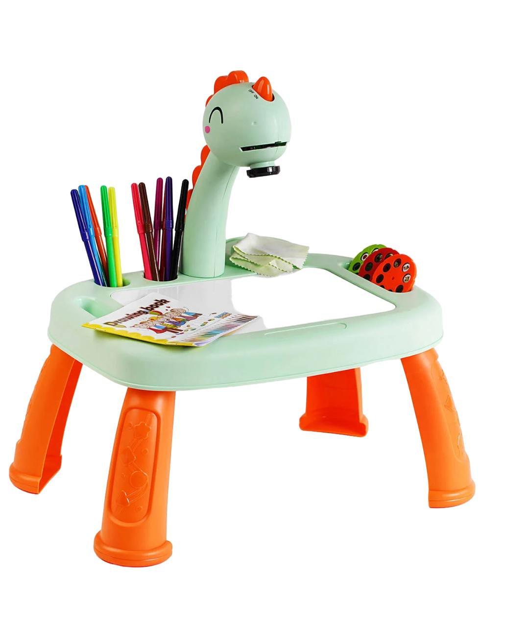 Столик с проектором детский для рисования Динозаврик подсветка/мелодия 3 диска фломастеры 12 шт. Green/Orange (121985) Столик с проектором детский для рисования Динозаврик подсветка/мелодия 3 диска фломастеры 12 шт. Green/Orange (121985)