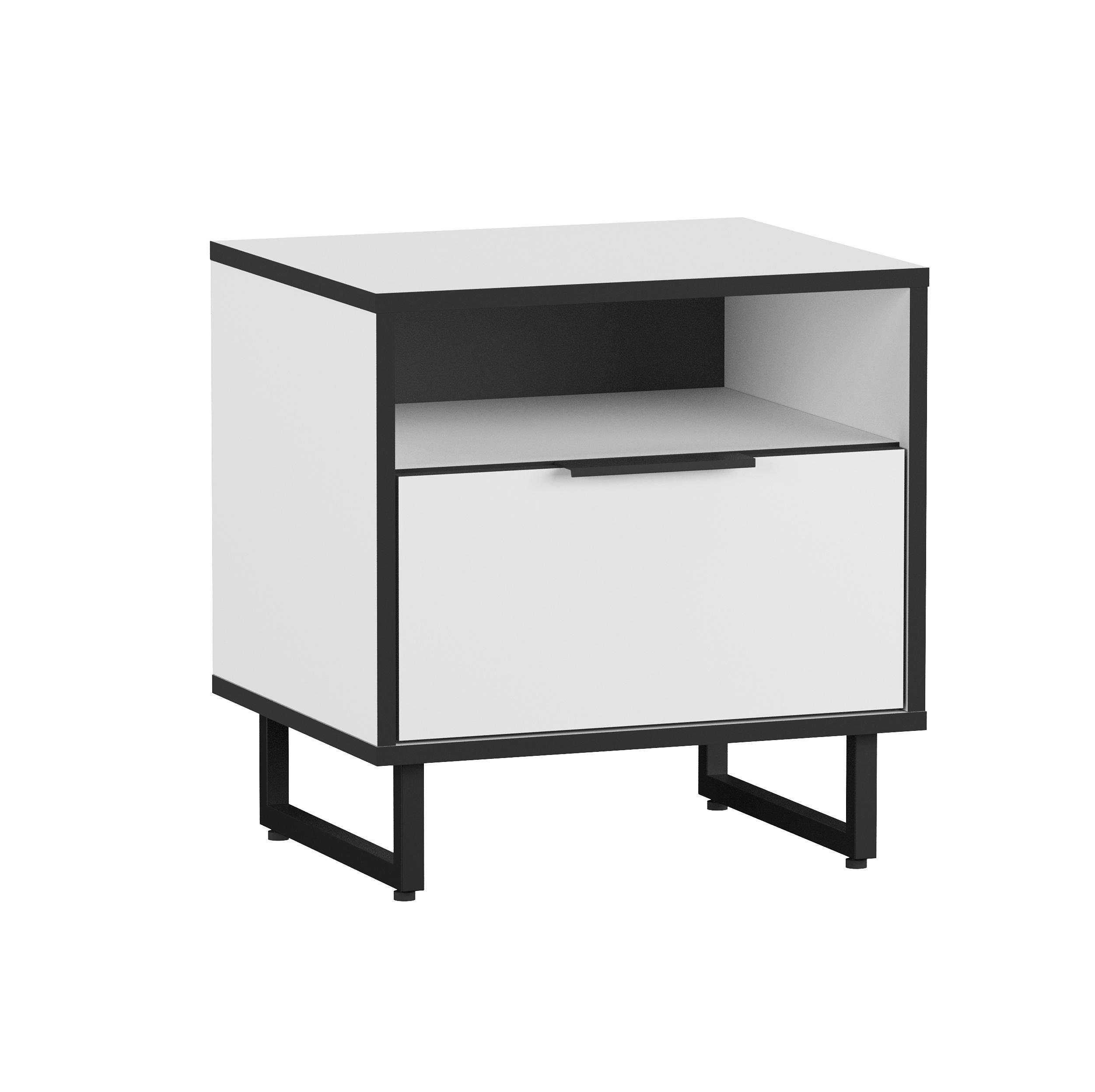 Тумба приліжкова з ящиком та полицею 483x505x400 Білий (mf-11-wh) - фото 1 Тумба приліжкова з ящиком та полицею 483x505x400 Білий (mf-11-wh) - фото 1