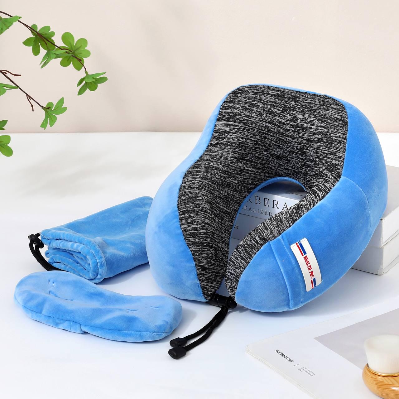 Подушка для подорожей Colorful Home з маскою та чохлом 28х30 см Блакитний Подушка для подорожей Colorful Home з маскою та чохлом 28х30 см Блакитний