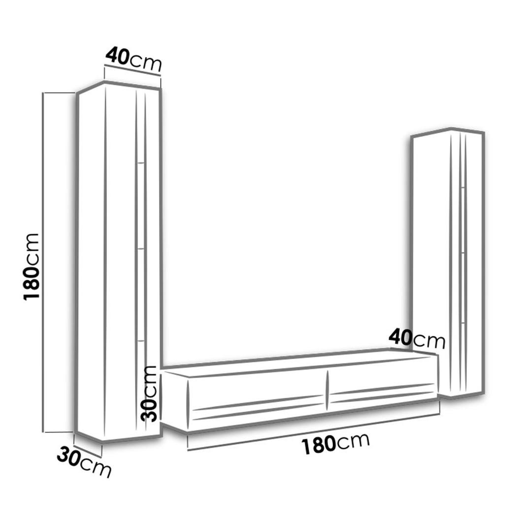 Стінка у вітальню комплект Сama Vigo New 3 з ламінованої ДСП без підсвічування Сірий матовий/Білий глянець (21871) - фото 2 Стінка у вітальню комплект Сama Vigo New 3 з ламінованої ДСП без підсвічування Сірий матовий/Білий глянець (21871) - фото 2