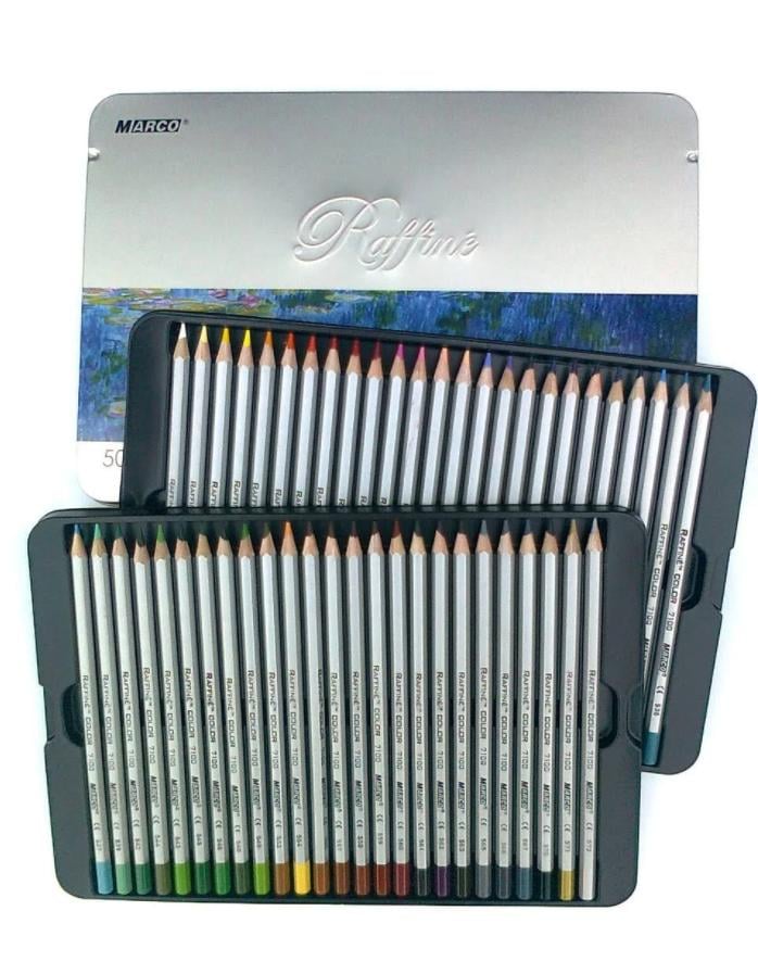 Набор цветных карандашей в металлической коробке Marco 50 цветов (MAR-7100-50-TN)