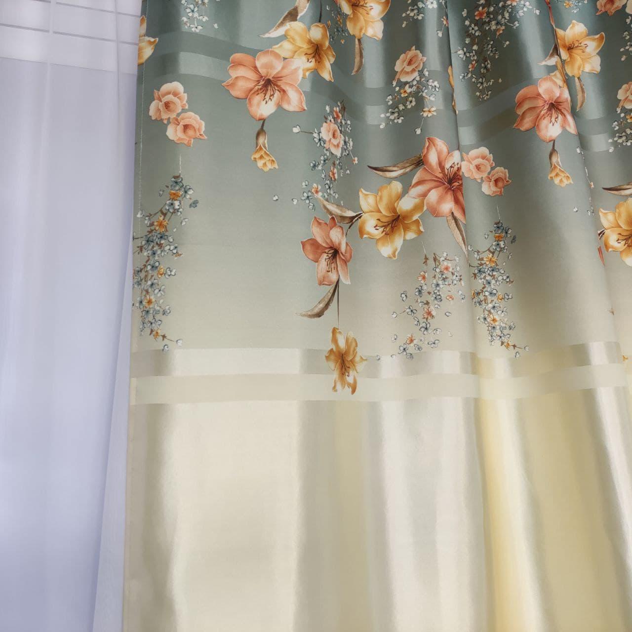 Штори ALBO з квітковим принтом 150x270 см 2 шт. Бірюзовий (SH-M650-4) - фото 4 Штори ALBO з квітковим принтом 150x270 см 2 шт. Бірюзовий (SH-M650-4) - фото 4