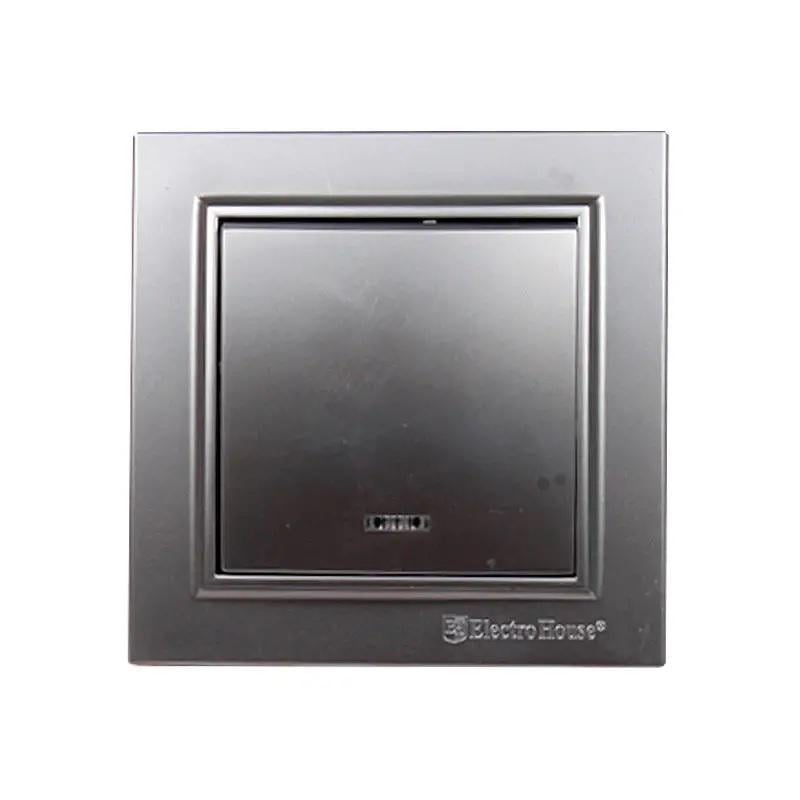 Выключатель с подсветкой ElectroHouse Enzo IP22 Серебряный камень (EH-2183-ST)