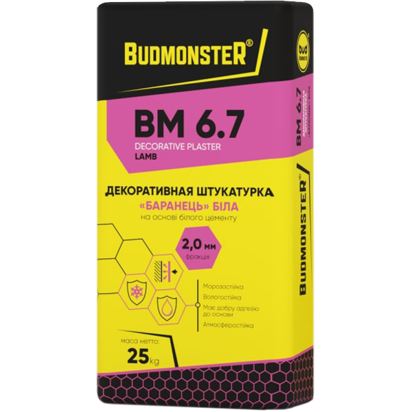 Штукатурка декоративная BudmonsteR BM 6.7 Барашек 2,0 мм 25 кг Белый (107972)