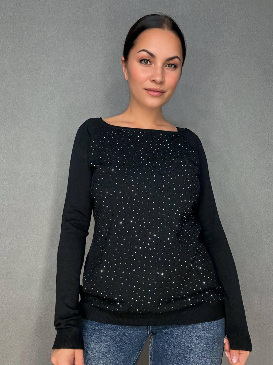 Джемпер женский ACCORDDREAM 9067 тонкий свитер россыпь камней OS Черный (960) Джемпер женский ACCORDDREAM 9067 тонкий свитер россыпь камней OS Черный (960)