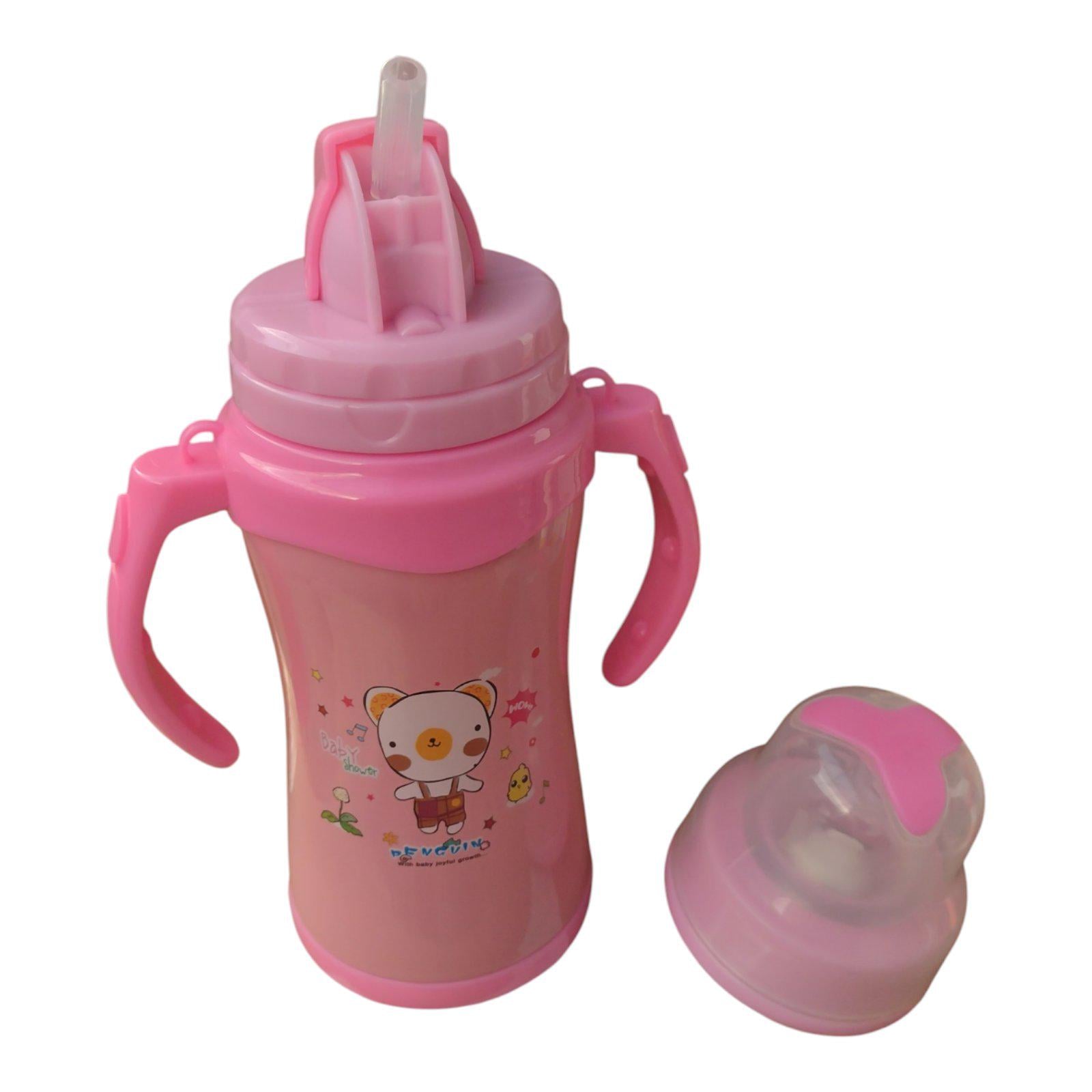 Термос детский с соской и трубочкой A-Plus 220 мл Розовый (AP-220-p)