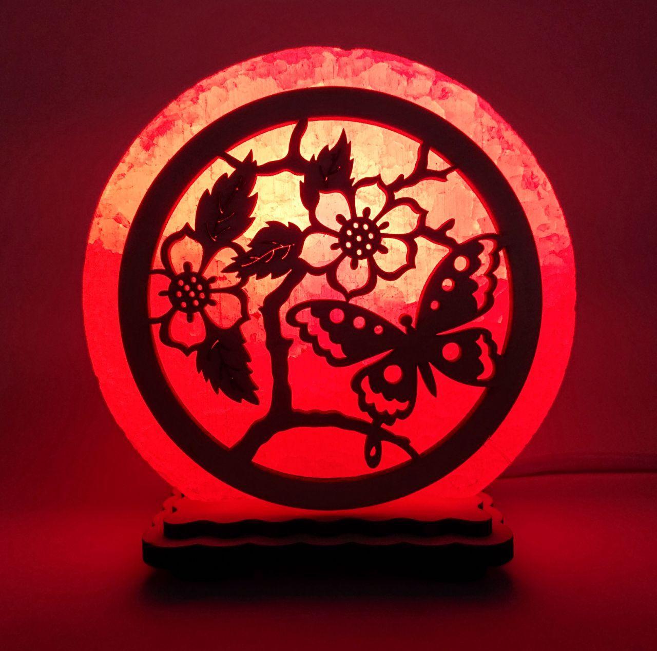 Соляной светильник Бабочка в цветах (KM-00003-r)