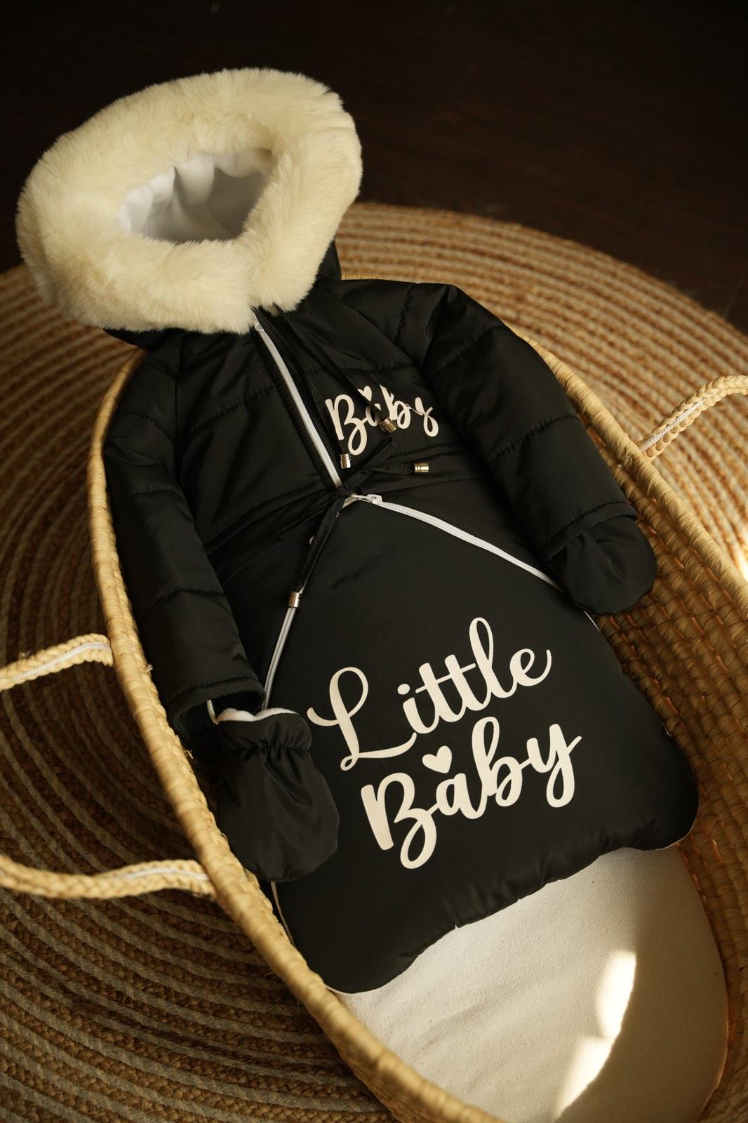 Комбинезон детский зимний трансформер 0-2 года Черный (4525)