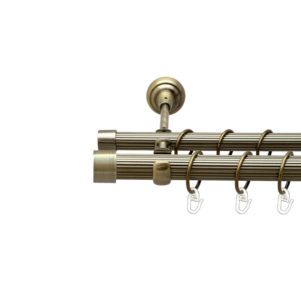 Карниз Orvit Заглушка металевий дворядний відкритий рифлена труба кільце металеве 25/19 мм 240 см Антик (00-00025690)